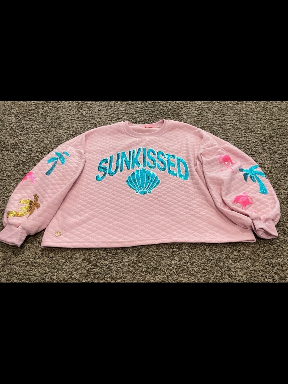 simply southern quilted sweatshirt with sequin detail, Sun kissed XL